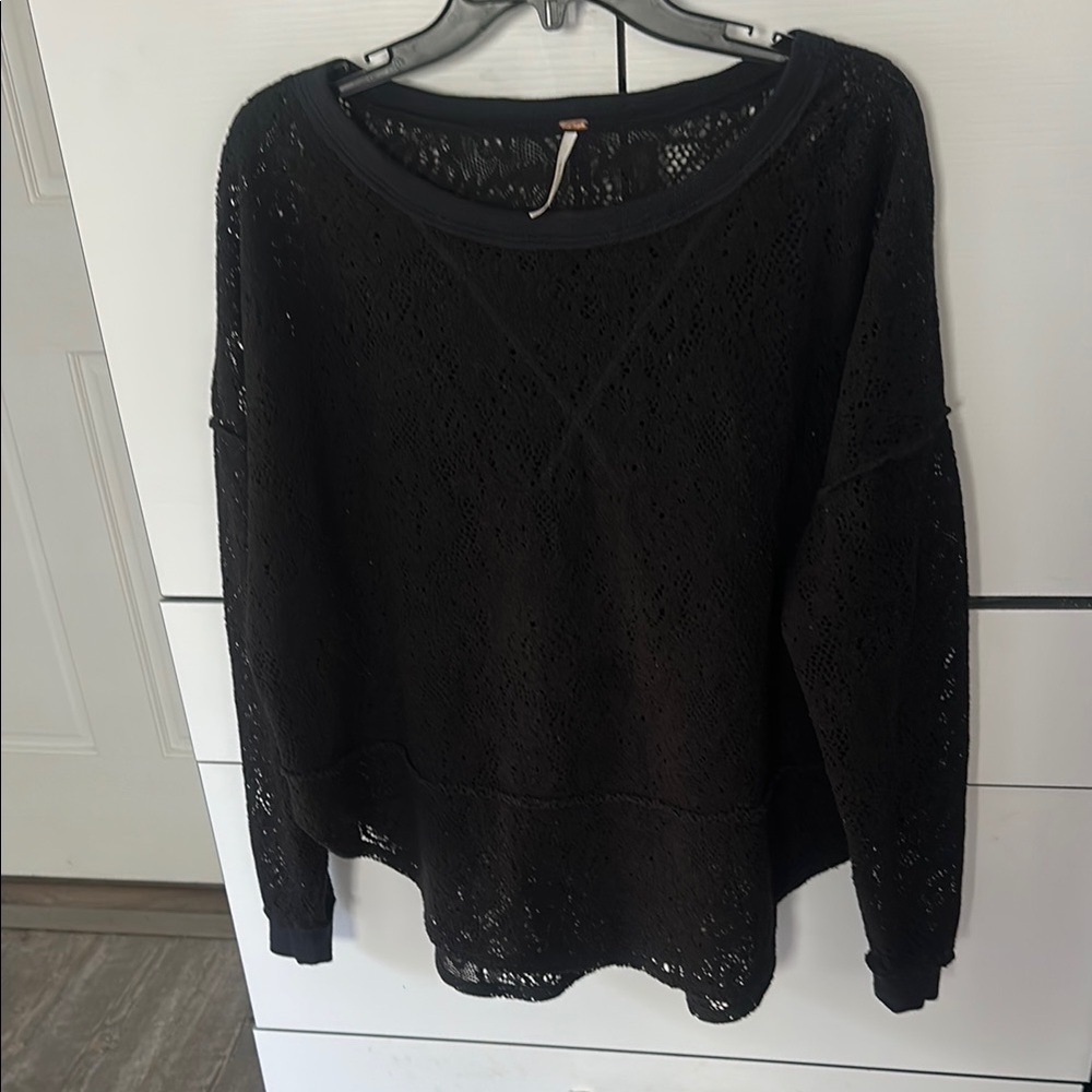 Free People Black Crew Neck Sweater